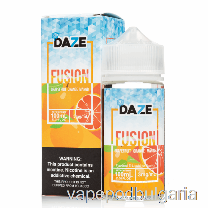 Vape 10000 Дръпки Iced грейпфрут портокал манго - 7 Daze Fusion - 100ml 0mg